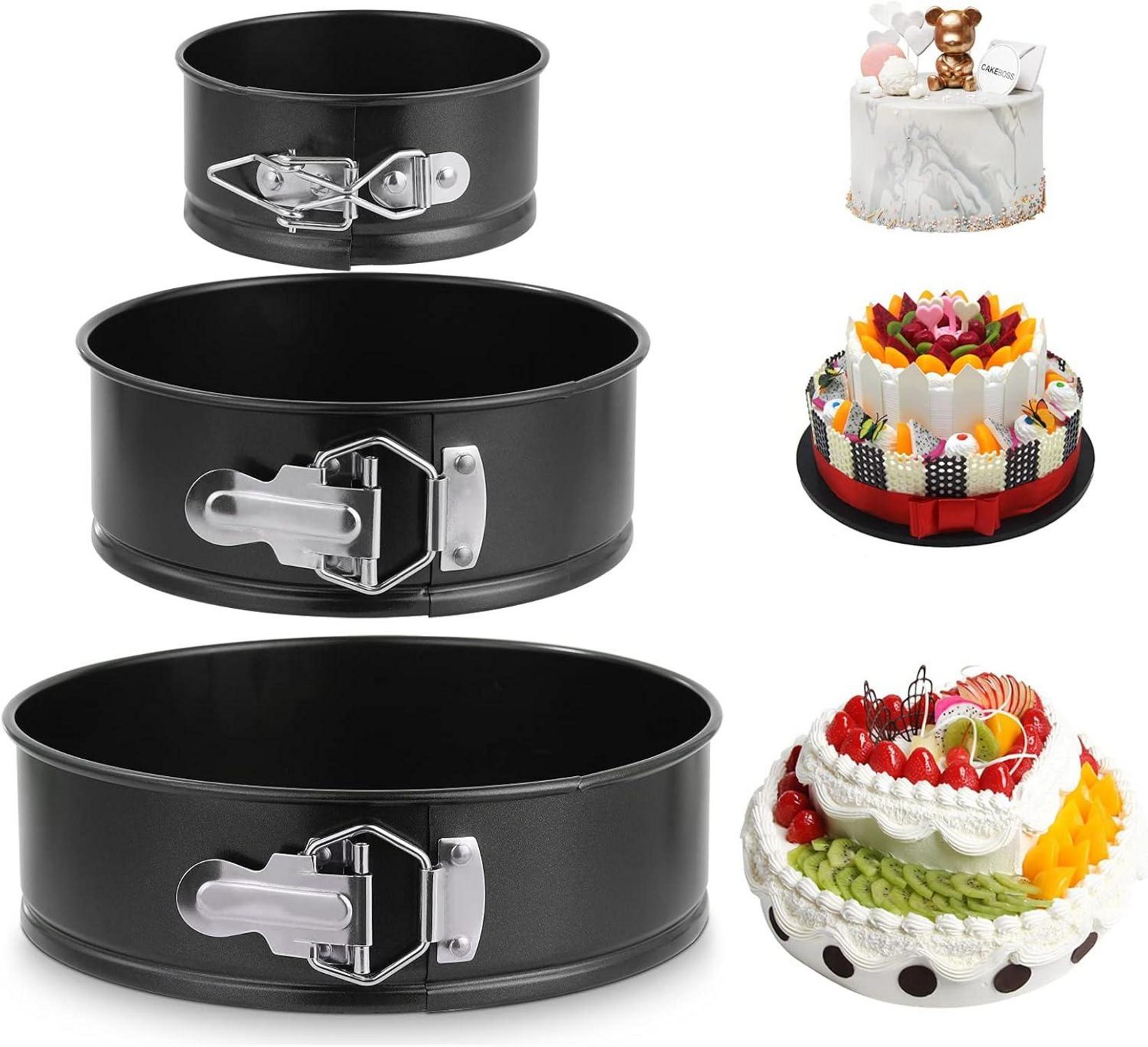 3er Set Runde Springform Kuchenform Antihaftbeschichtet 11/18/23cm