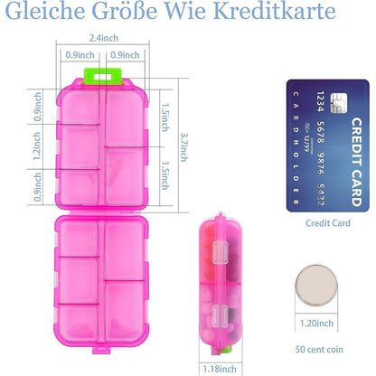 4er Pack Tablettenbox 7 Tage, Pillendose 10 Fächer Handlich