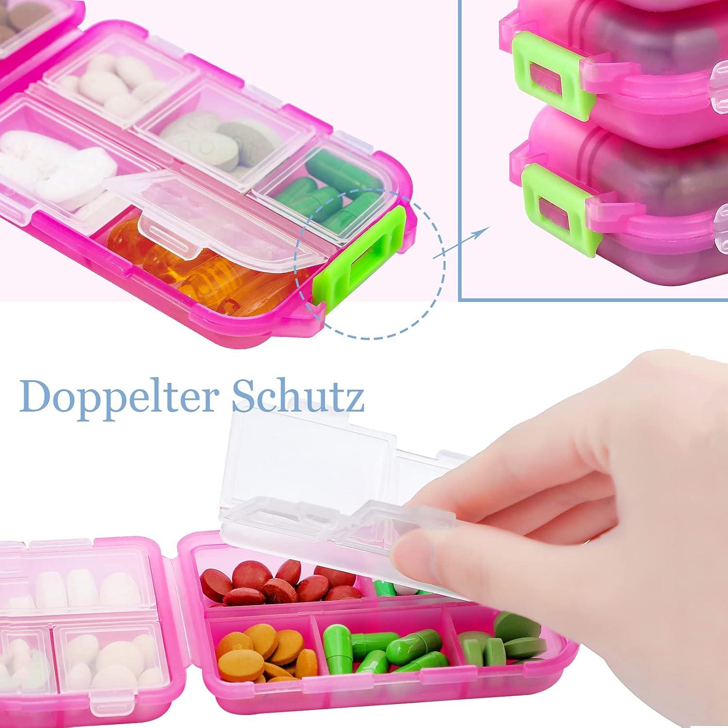 Muchengbao Tablettenbox 7 Tage 4er Set Pillendose 10 Fächer Rosa