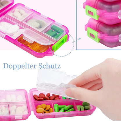 Muchengbao Tablettenbox 7 Tage 4er Set Pillendose 10 Fächer Rosa
