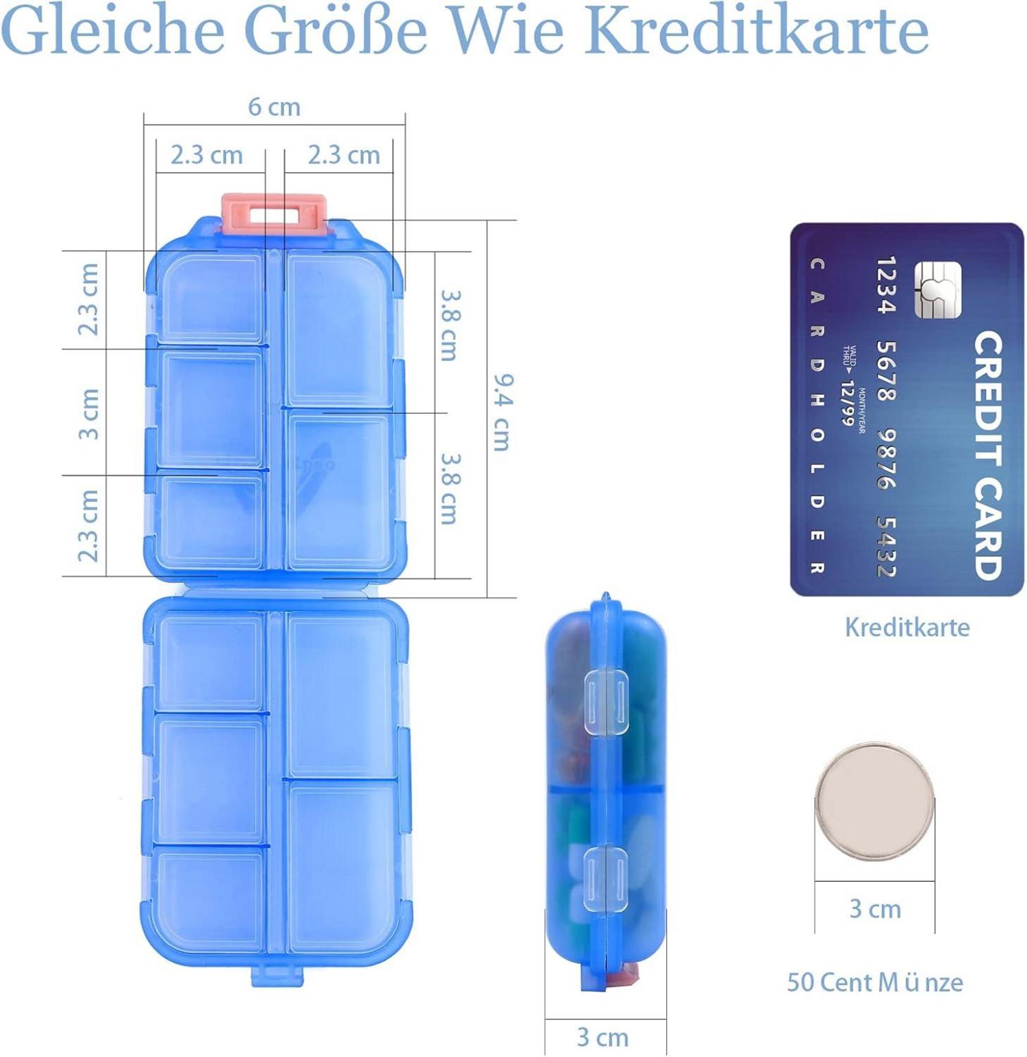 Tablettenbox 7 Tage Pillendose 10 Fächer Medikamentenbox