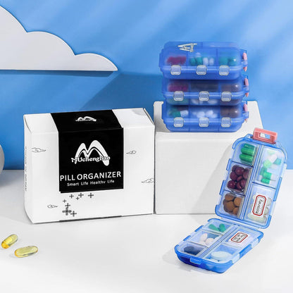 4er Pack Tablettenbox 7 Tage Medikamentenbox 10 Fächer Blau