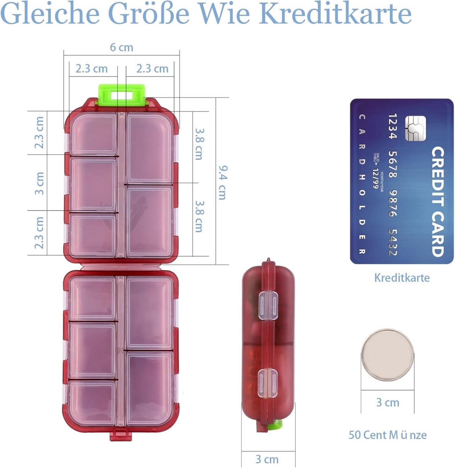 Tablettenbox 7 Tage 4er Pack Pillendose 10 Fächer