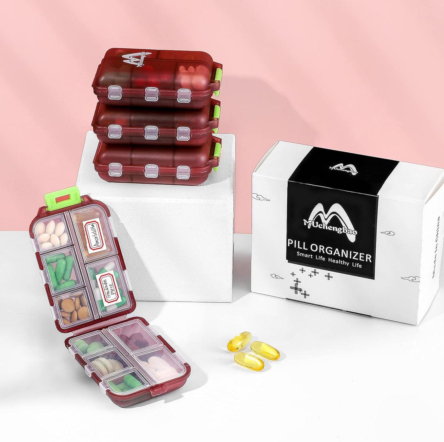 4er Pack Tablettenbox 7 Tage Pillendose Medikamentenbox Leicht Öffnen