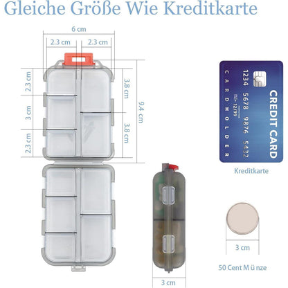 Tablettenbox 7 Tage, Pillendose 10 Fächer, Handlich Leicht