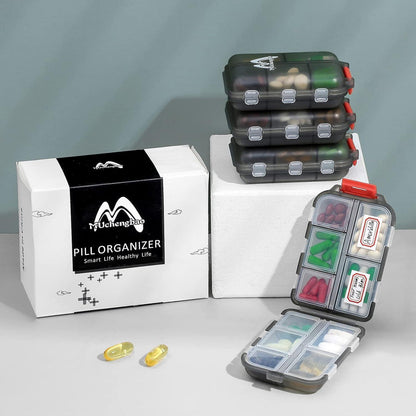 Tablettenbox 7 Tage, Pillendose 10 Fächer, Handlich Leicht