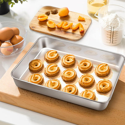 Homikit Edelstahl Backblech 31,6x24,7x4,8 cm - Tiefes Ofenblech, für Backen Braten Servieren, Spülmaschinenfest