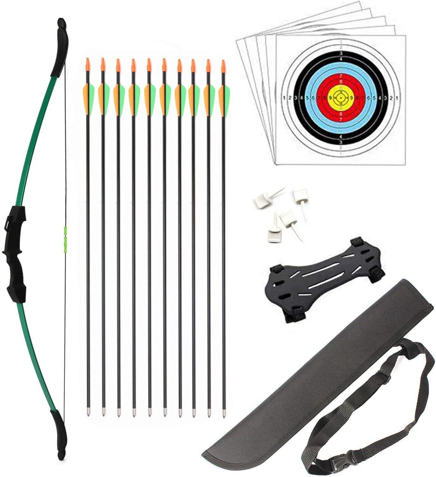 Pfeil und Bogen Set für Kinder Anfänger Recurve Bogenschießen Kit 15LB