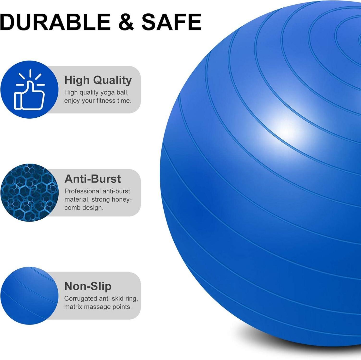 Gymnastikball mit Fußpumpe, Anti-Burst 55cm/65cm Yoga Pilates Core Stärkung