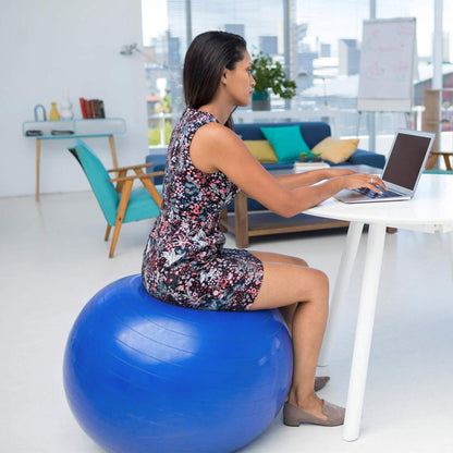 Gymnastikball 55/65cm Anti-Burst Yoga Pilates Fitness Blau mit Pumpe