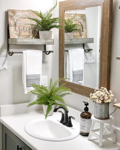 2er Set Künstlicher Boston Farn Deko Pflanzen im Zementtopf