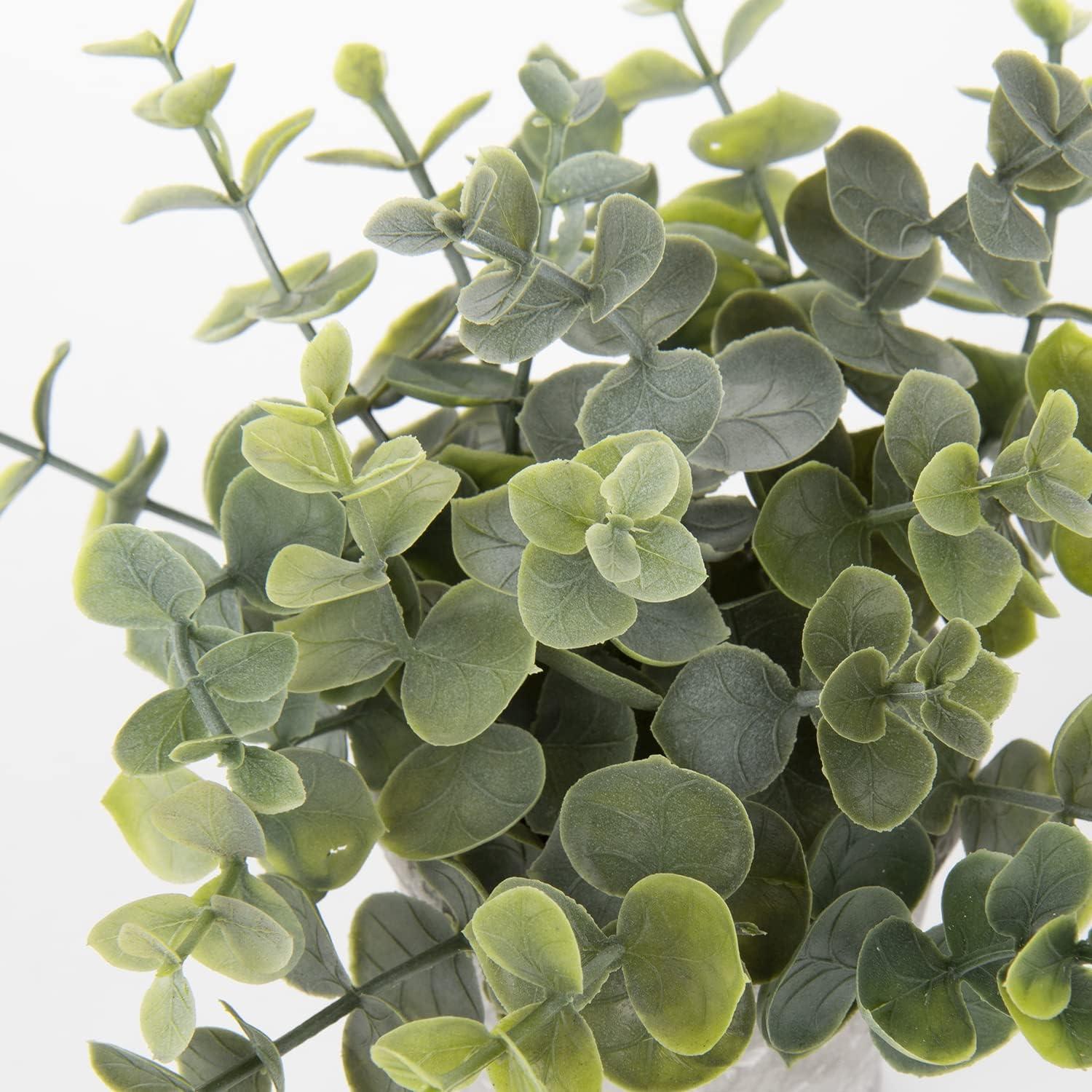 3er Set Mini Kunstpflanzen Eukalyptus Rosmarin Kräuter Zementtopf Deko