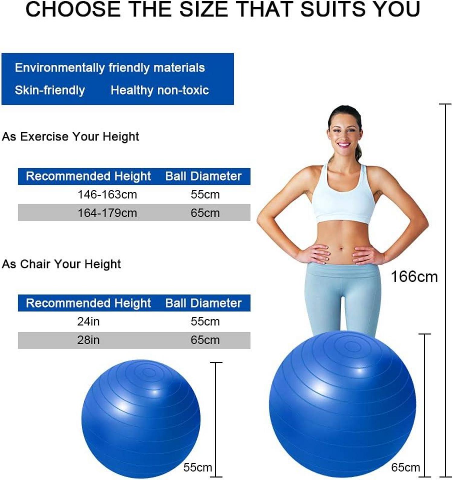 Gymnastikball mit Fußpumpe, Anti-Burst 55cm/65cm