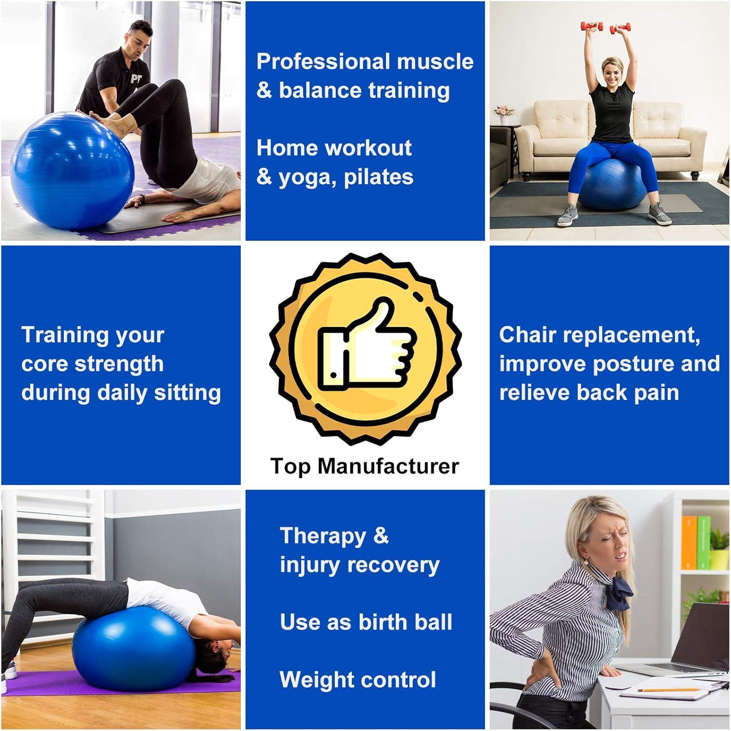 Fitness Gymnastikball 65cm Yoga Pilates Anti-Burst Blau