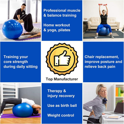 Fitness Gymnastikball 65cm Yoga Pilates Anti-Burst Blau