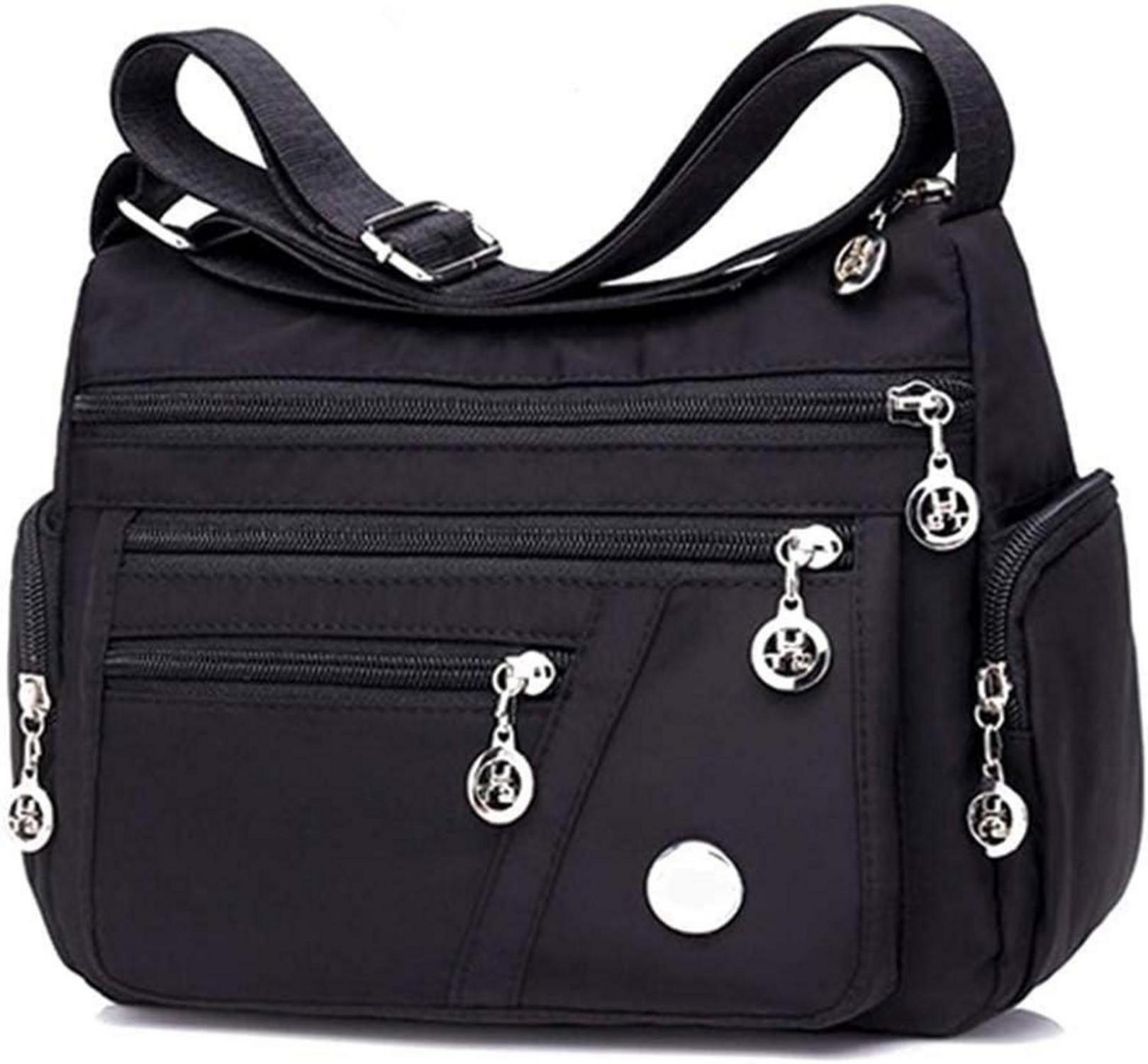 Leichtes Nylon-Oxford-Gewebe mit Mehrfachtaschen Schwarz