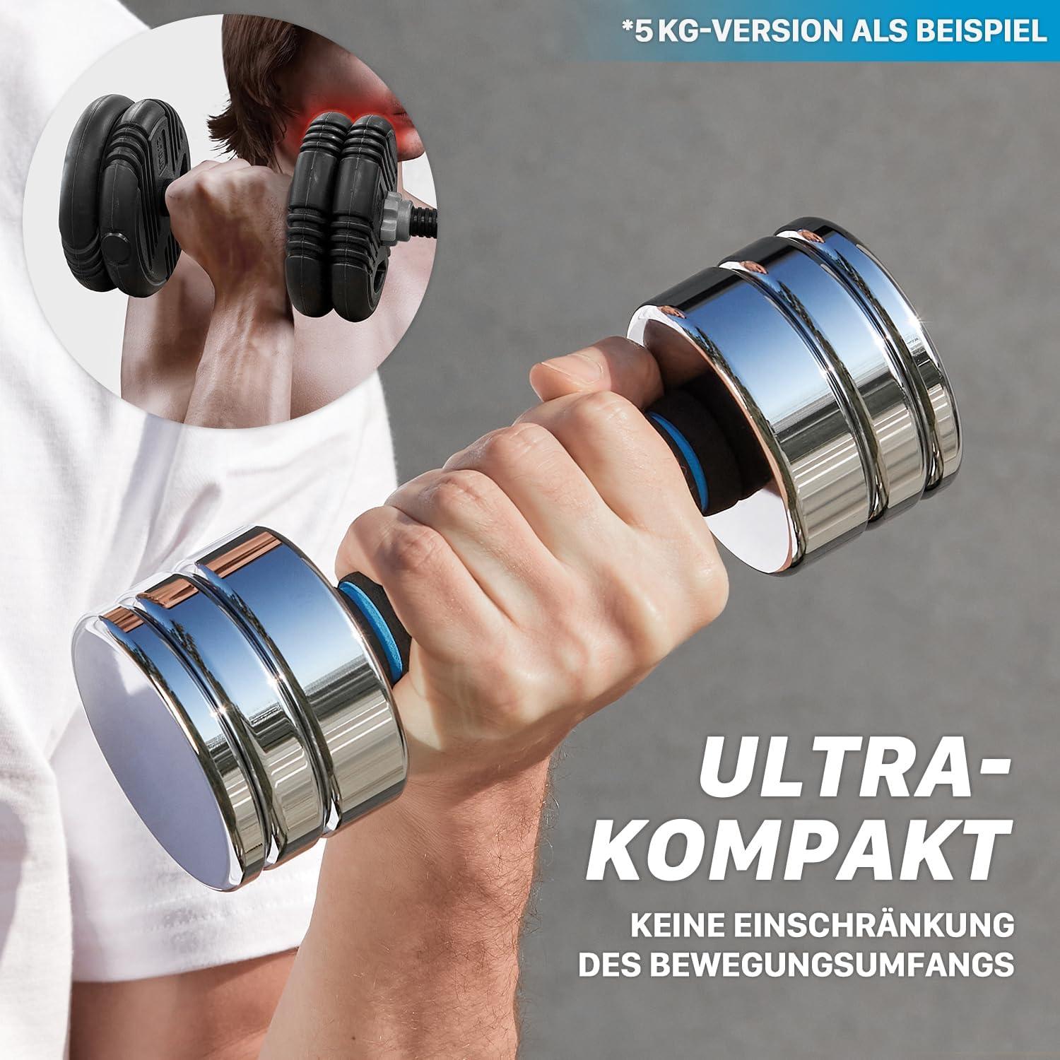 Northdeer Kurzhanteln Stahl Ultrakompakt Einstellbar 2,5-25kg Schaumstoff-Griff