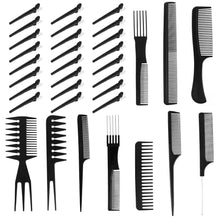 34-teiliges Profi Styling Kämme Set mit Clips Schwarz