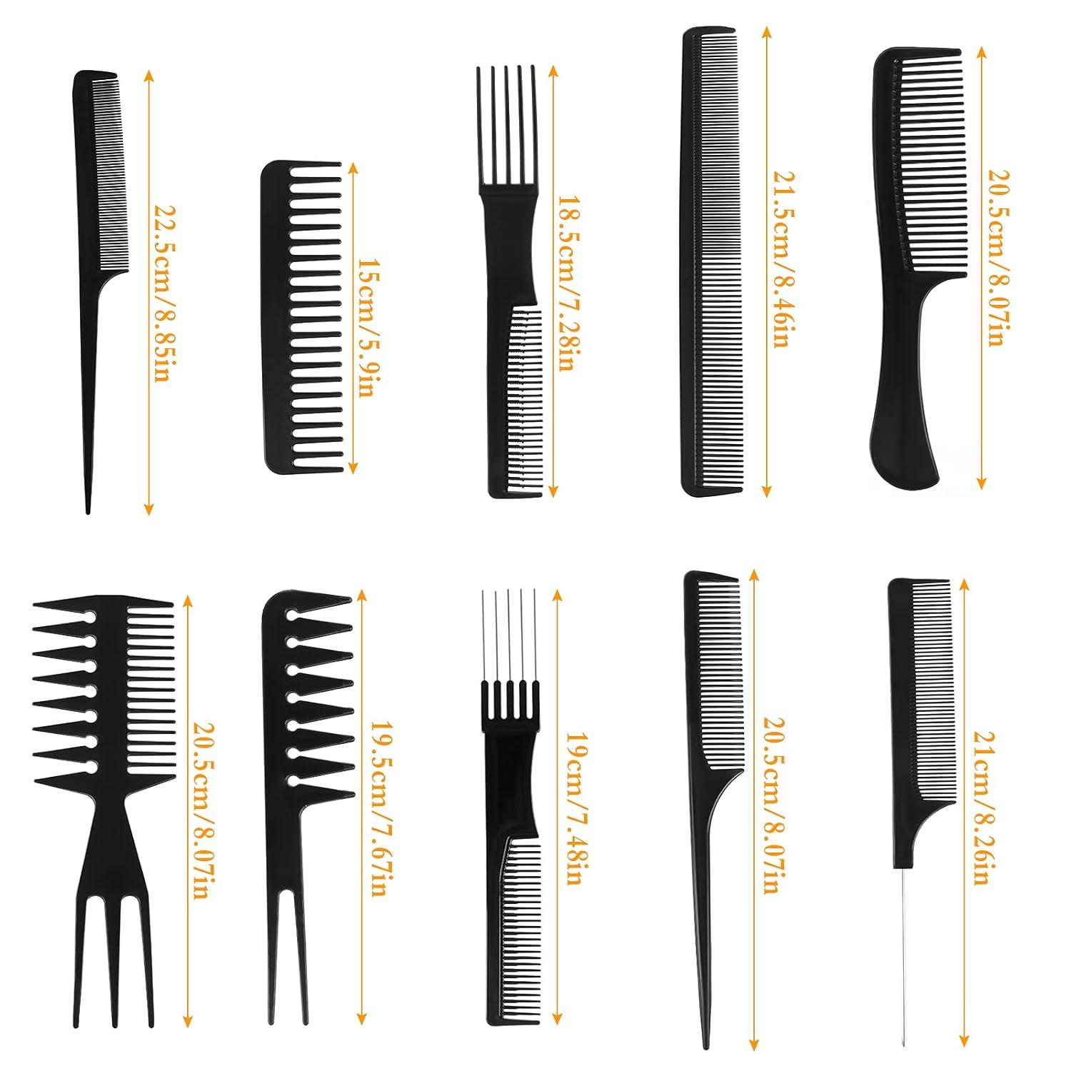 34-teiliges Profi Styling Kamm Set Schwarz mit Klammern Friseurwerkzeug