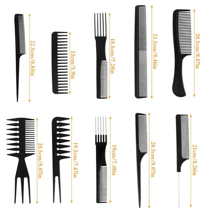 34-teiliges Profi Styling Kamm Set Schwarz mit Klammern Friseurwerkzeug