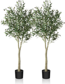 Künstlicher Olivenbaum Pflanze 150 cm Seidenbaum 2er Set