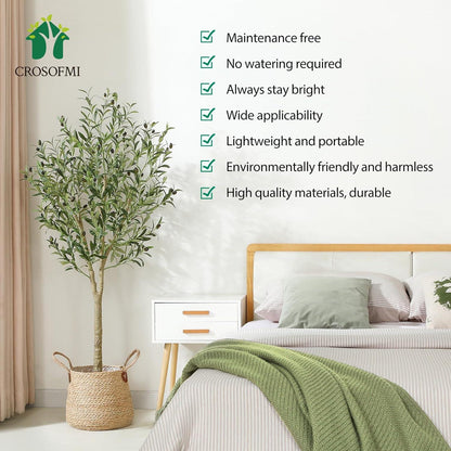 Künstlicher Olivenbaum Pflanze 150 cm 2er Pack, Kunstpflanze Seidenbaum Topf