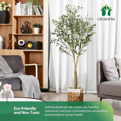Künstlicher Olivenbaum Pflanze 150 cm 2er Pack, Kunstpflanze Seidenbaum Topf