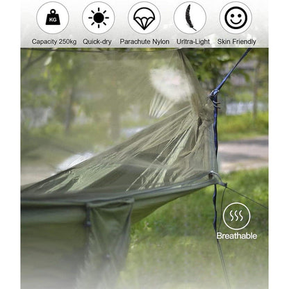 Camping Hängematte mit Moskitonetz und Tragetasche