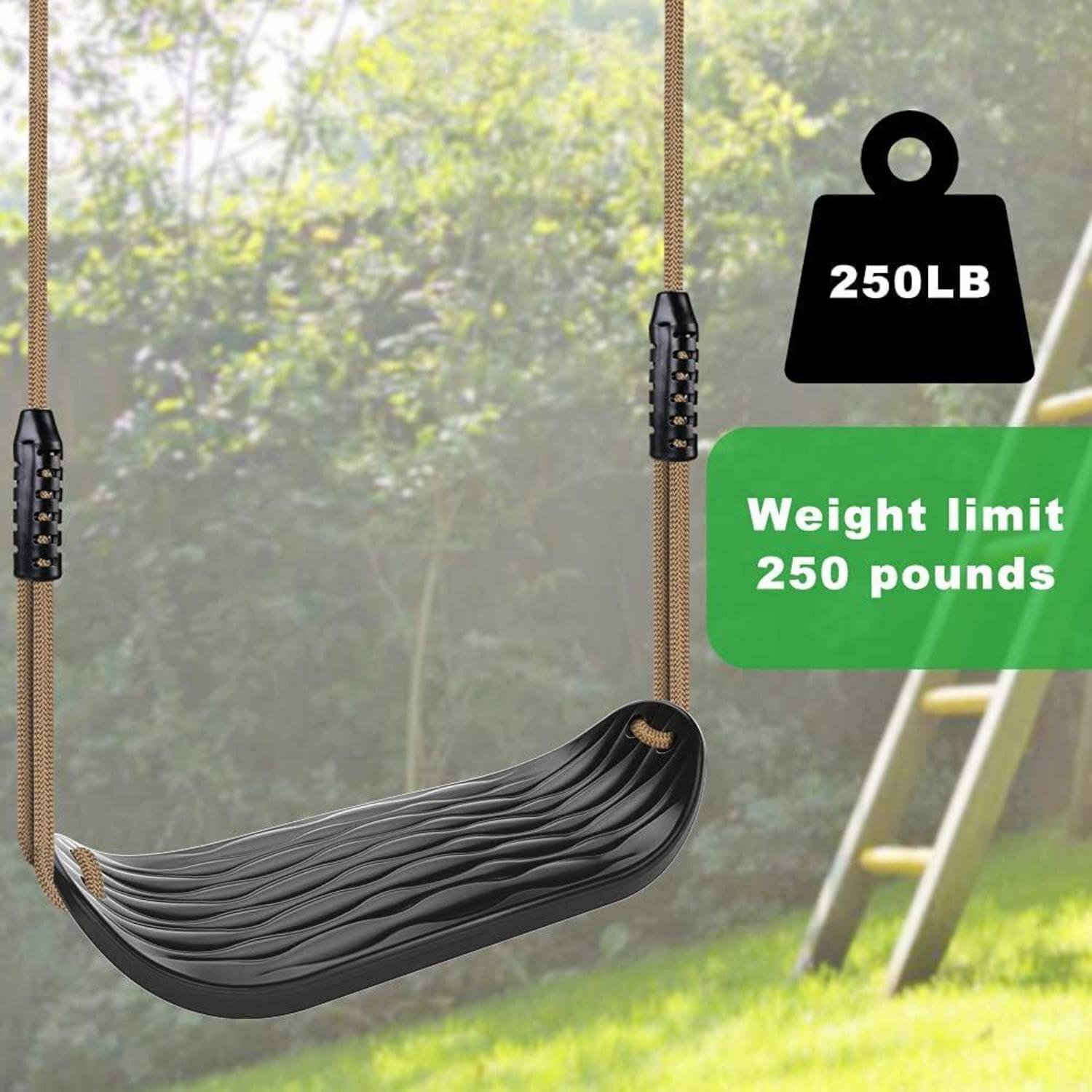 Schaukelsitz mit verstellbarem Seil und Karabinern, Garten Schaukel Schwarz