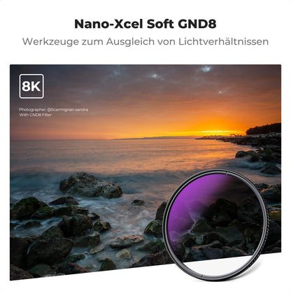 55mm Soft GND8 Verlaufsfilter ND0,9 Grauverlaufsfilter aus