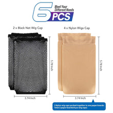 6 Stücke Wig Caps Nylon Atmungsaktive Perückenkappen Schwarz