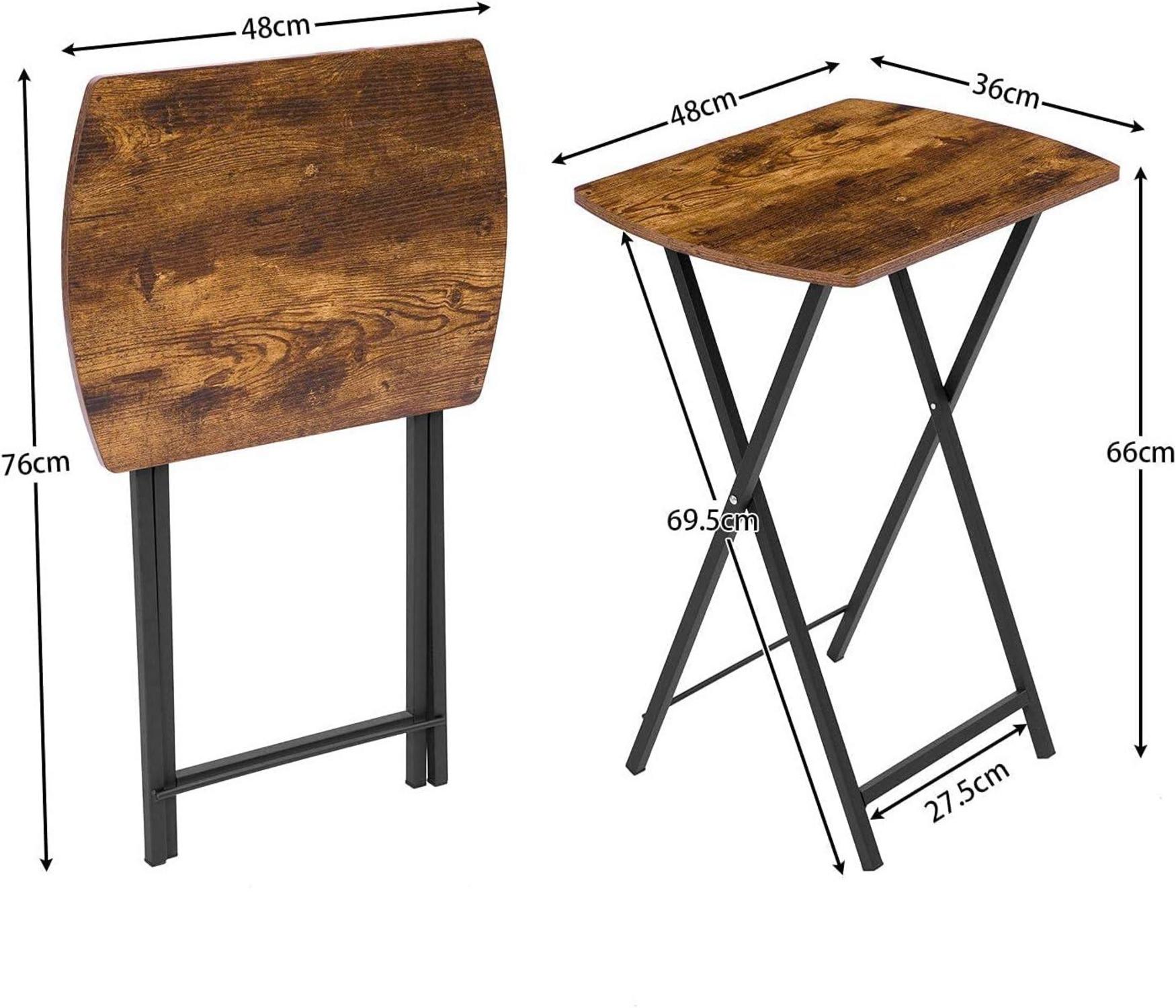 Klappbarer Beistelltisch Industriestil Dunkelbraun TV Tray
