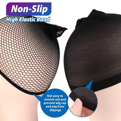 6er Pack Nylon Wig Caps Haarnetz für Perücke - Schwarz Atmungsaktiv