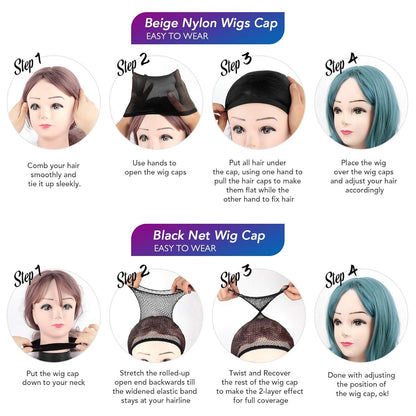 6 Stücke Wig Caps Nylon Haarnetz Perücke Kappen Elastische