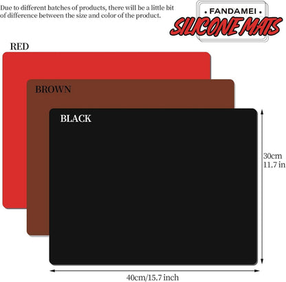 Silikonmatte 30x40 cm 3er Set Antihafte Bastelmatte Schwarz