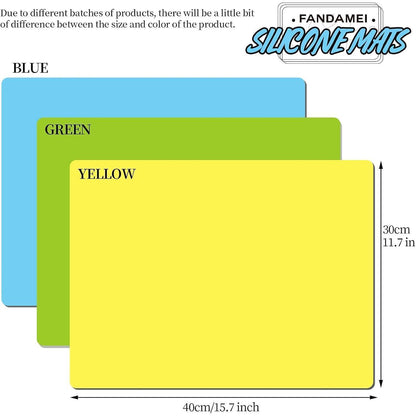 3er Set Silikonmatte 30x40cm Rutschfeste Arbeitsmatte für Gießharz und