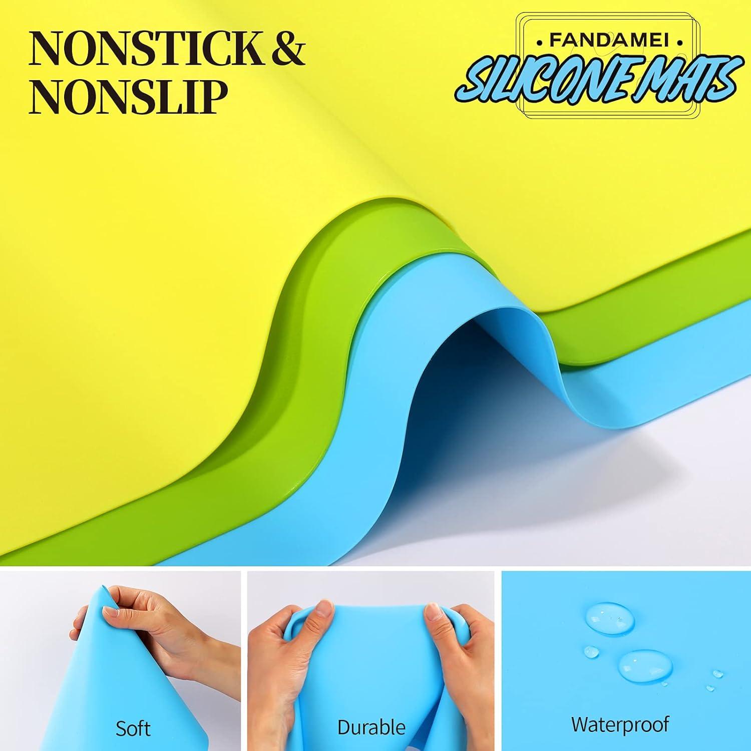3er Set Silikon Matte Bastelmatte 30x40cm Blau Gelb Grün