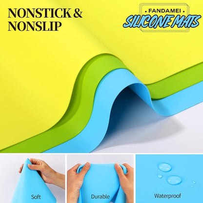 3er Set Silikon Matte Bastelmatte 30x40cm Blau Gelb Grün