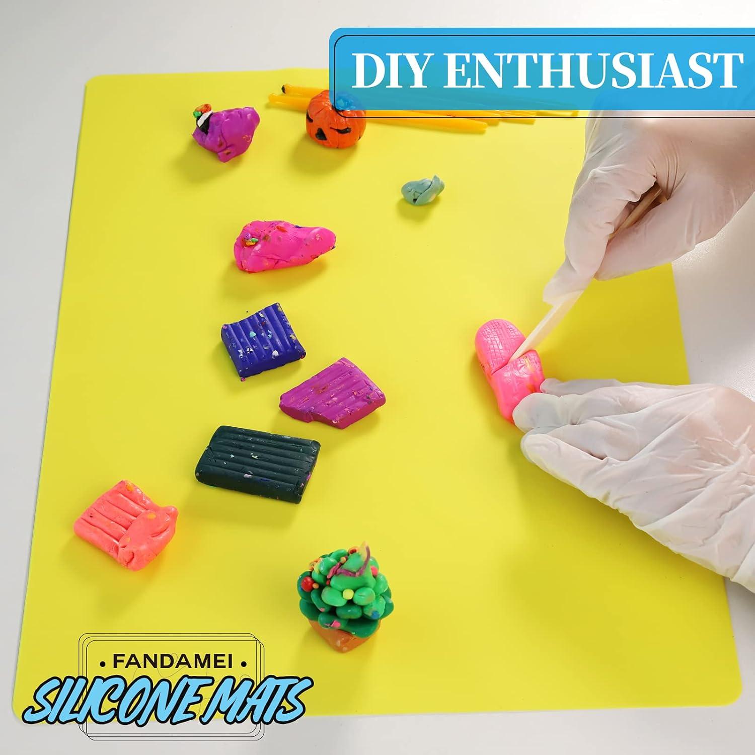 Silikonmatte 3er Set 30x40cm Antihafte Arbeitsunterlage DIY Blau Gelb Grün