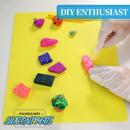 Silikonmatte 3er Set 30x40cm Antihafte Arbeitsunterlage DIY Blau Gelb Grün