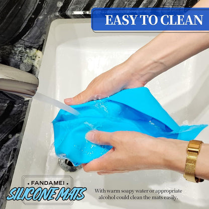 Silikonmatte 3er Set 30x40cm Antihafte Arbeitsunterlage DIY Blau Gelb Grün