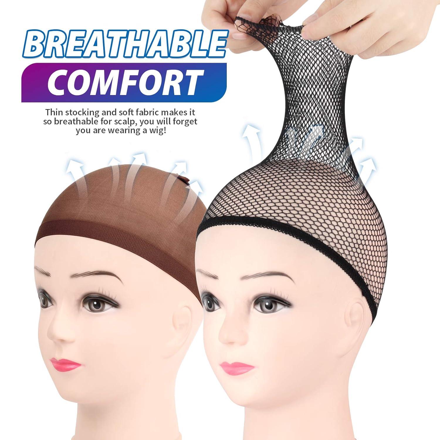 6er Set Schwarz & Dunkelbraune Haarnetze für Perücken Wig Caps