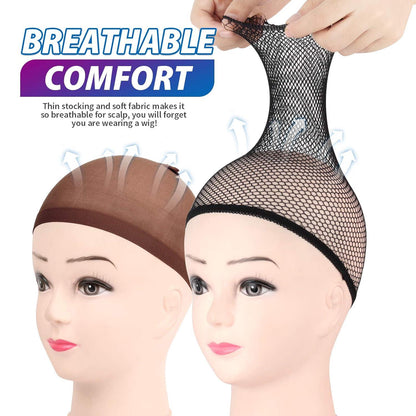 6er Set Schwarz & Dunkelbraune Haarnetze für Perücken Wig Caps