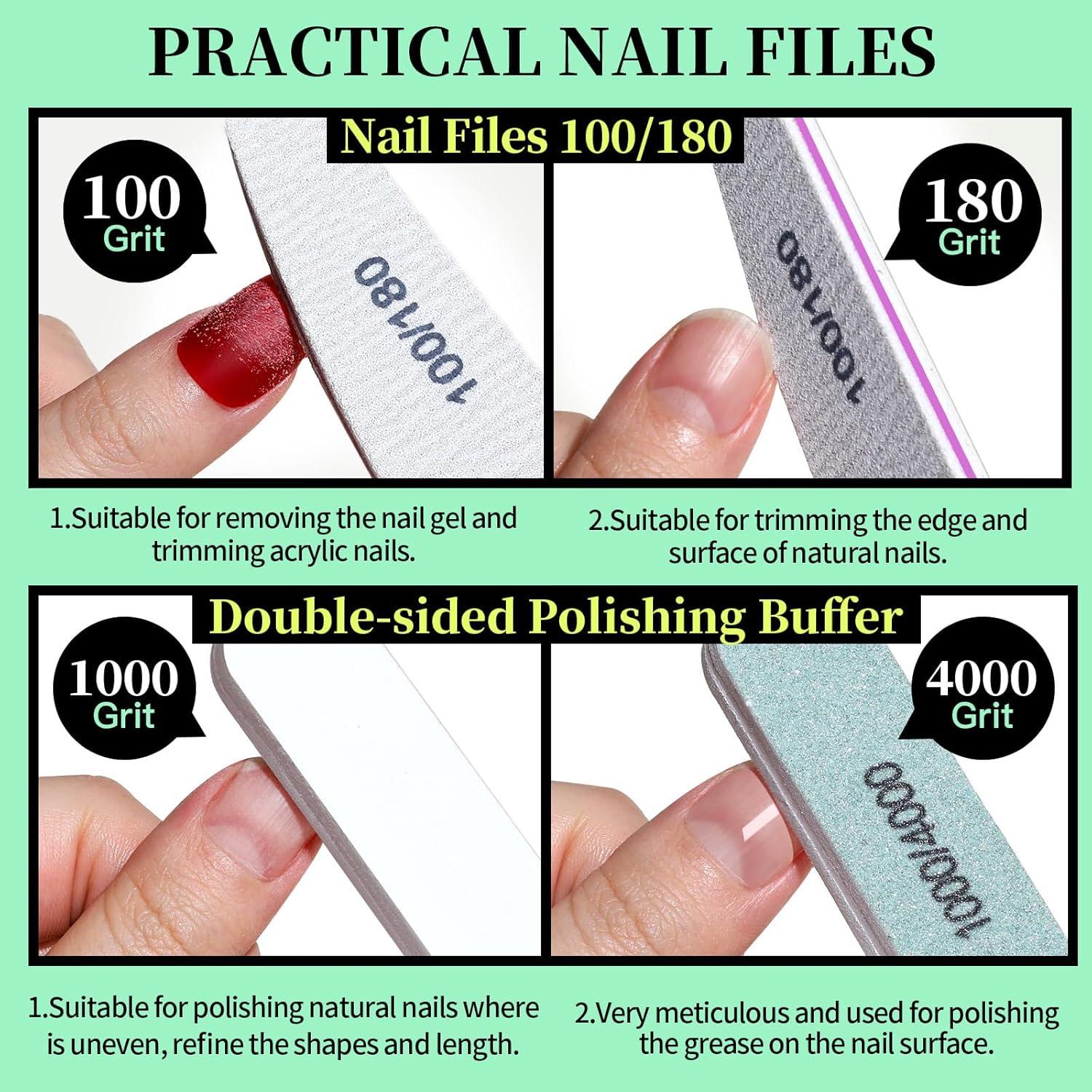 Nagelfeile Set 100/180, Buffer Gelnägel Maniküre Pediküre