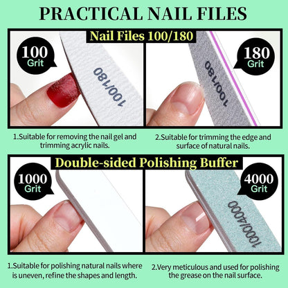 Nagelfeile Set 100/180, Buffer Gelnägel Maniküre Pediküre