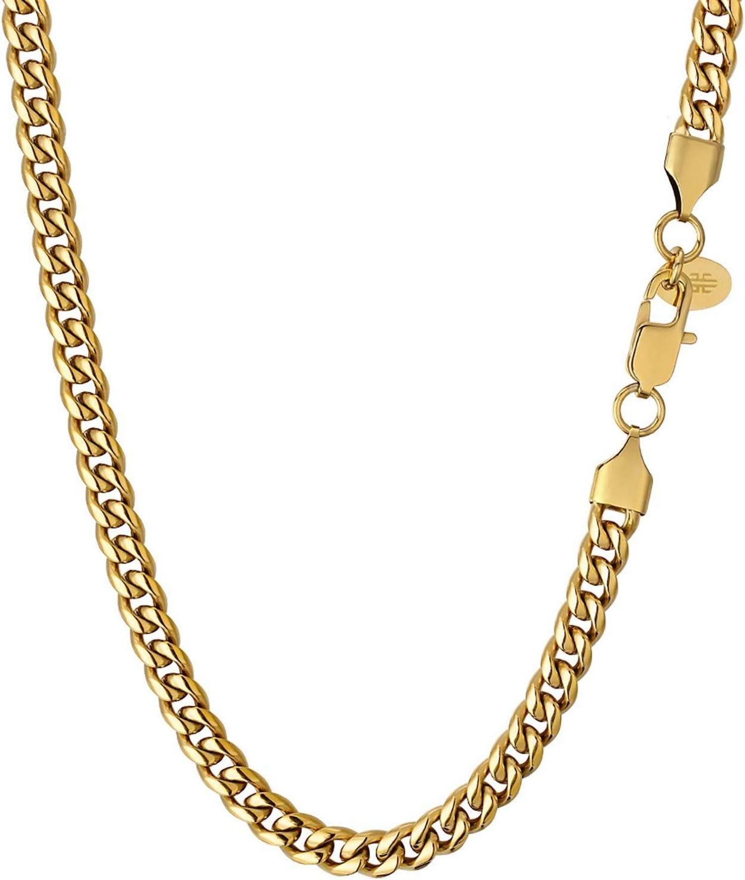 Kette Herren 18K Gold Cuban Link Chain 66cm 6mm Silver Gold
