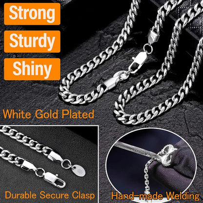 KRKC&CO Herren Panzerkette Edelstahl 18K Gold Cuban Link 66cm 6mm solid sigurd
