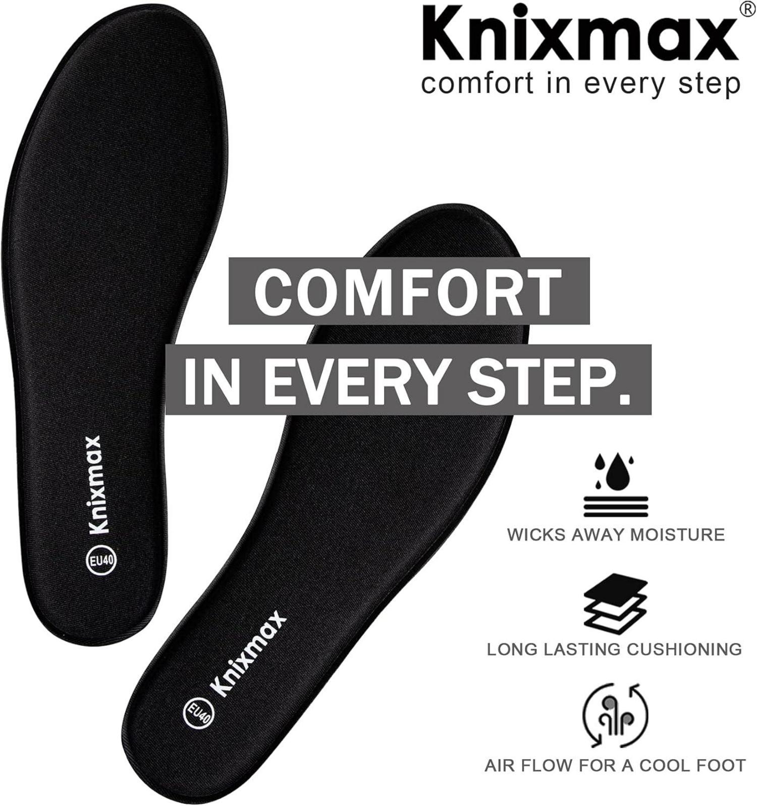 Knixmax Memory Schaum Einlegesohlen Sport Freizeit Schwarz Gr.36-47EU 8mm
