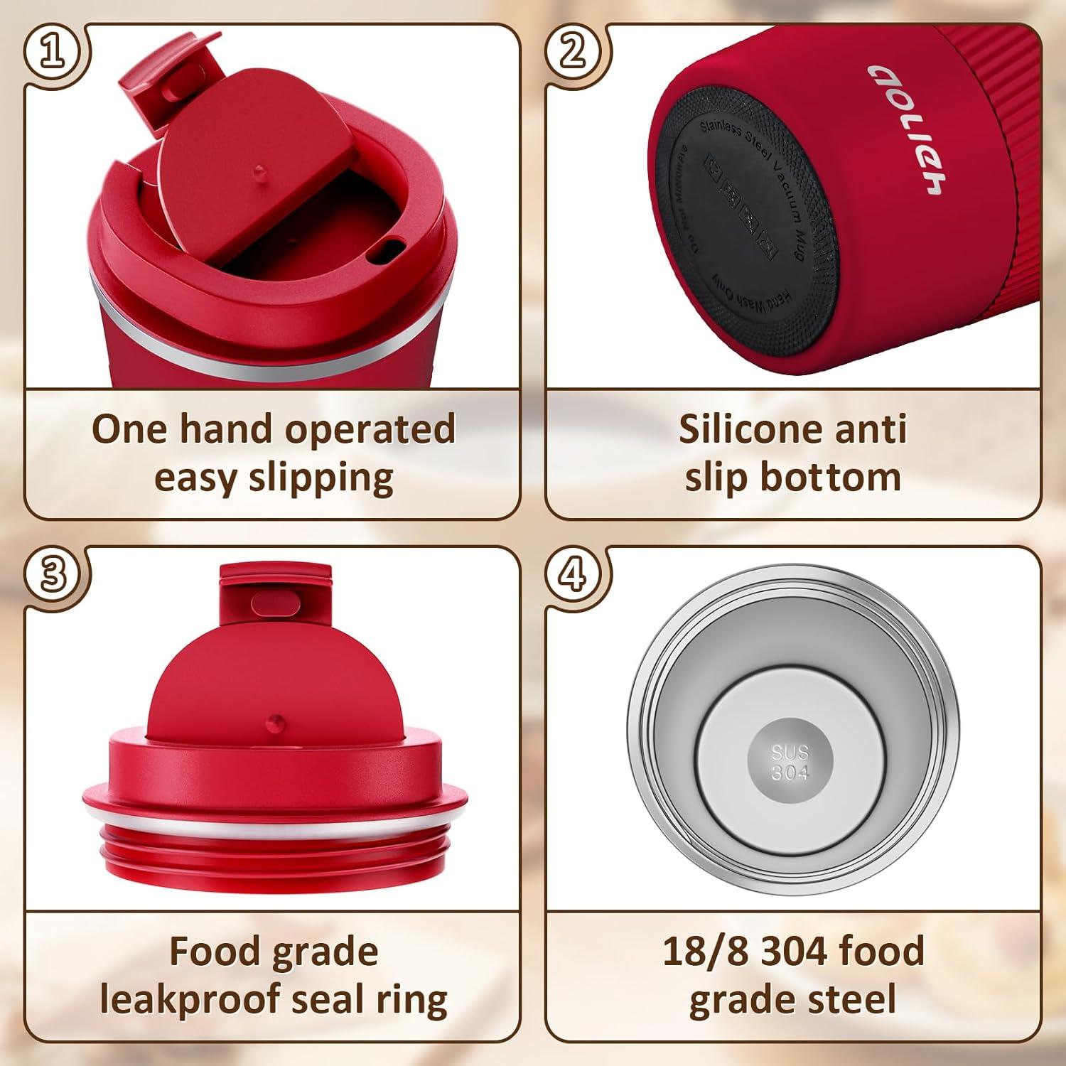 Thermobecher aus Edelstahl 510ml Rot - Auslaufsicherer