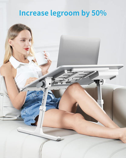 SAIJI Laptop Tisch groß verstellbar mit Schublade und Tablet-Schlitz